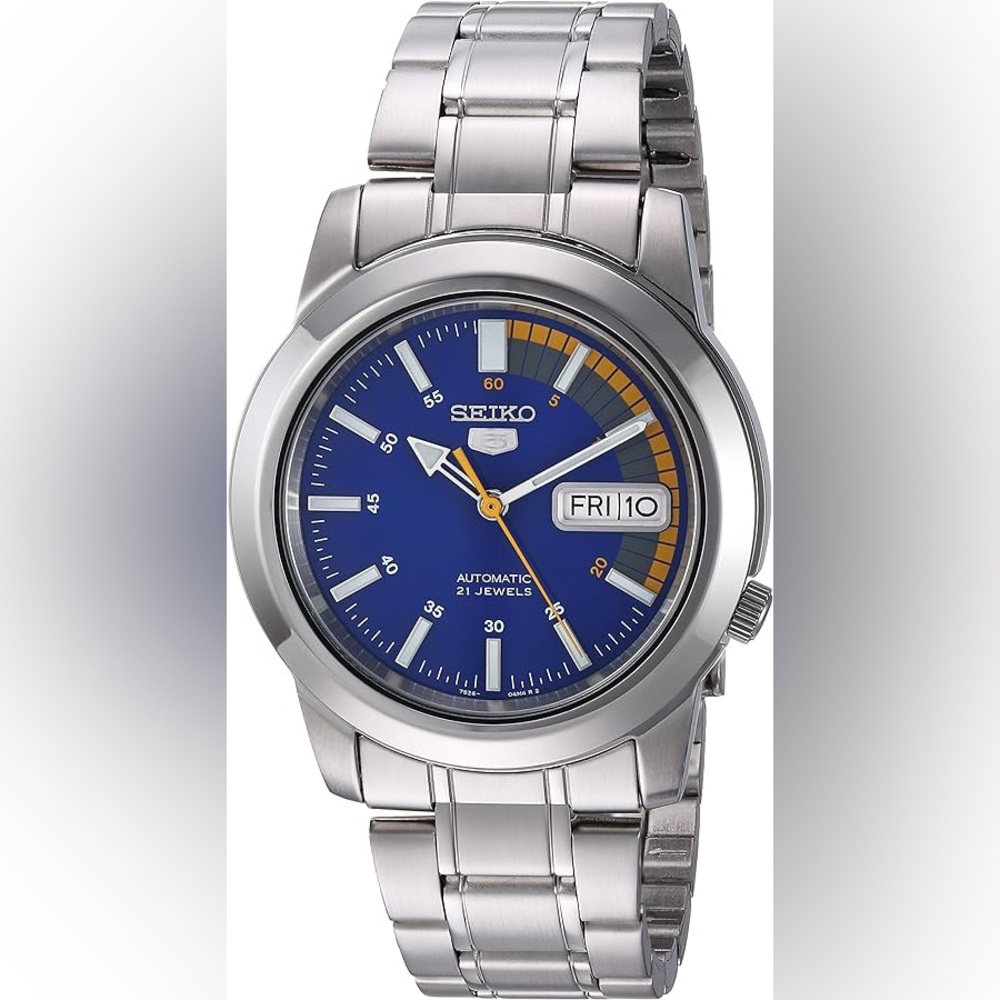 Rare Seiko 5 SNKK27 automatic watch on Blue suede strap WITH OG BOX AND PAPERS